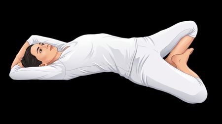 Liegende Schneidersitzhaltung