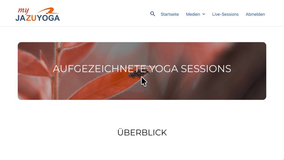 Startseite der Yoga-Aufzeichnungen