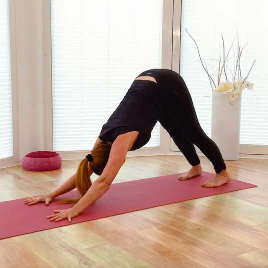 Herabschauender Hund im Hatha Yoga – Dehnung und Ausrichtung im Yoga Studio